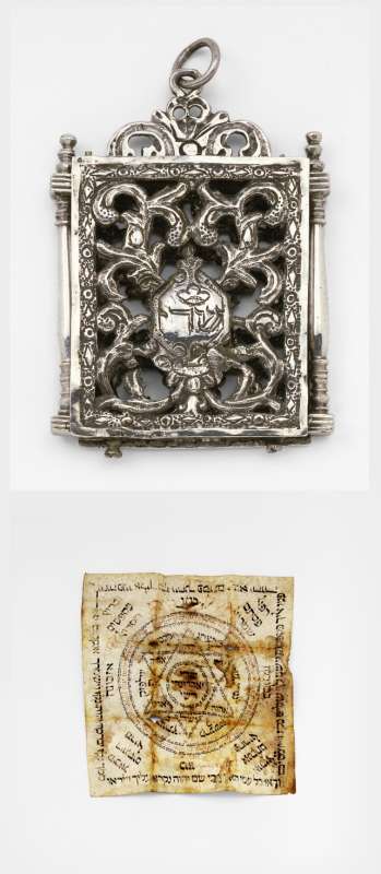 Amulet case with amulet written for the healing of the circumcised Moses Ezekiah