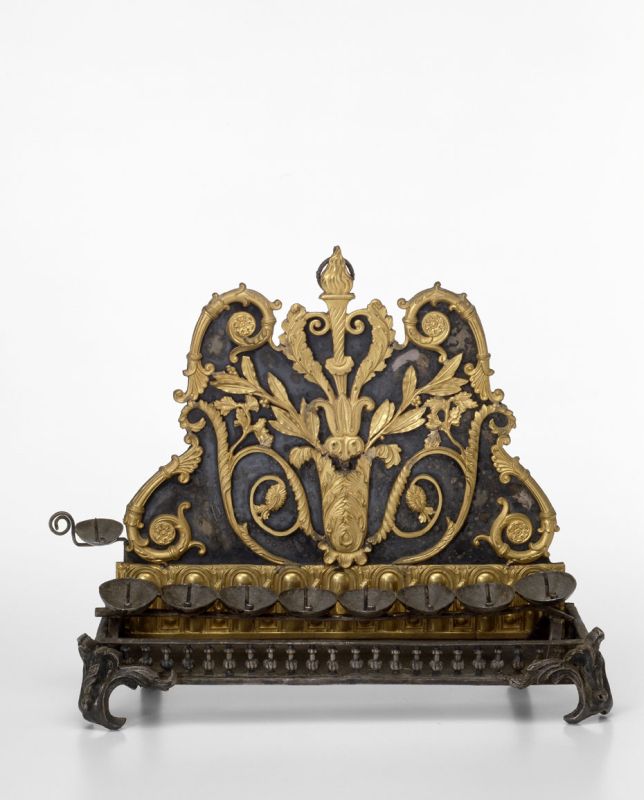 Hanukkah lamp in the shape of Empire style furniture