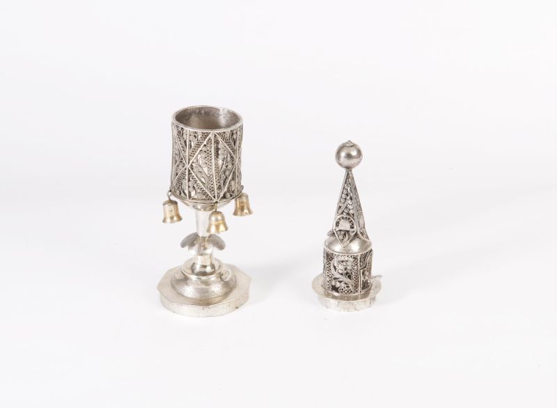 Tower-shaped spicebox combined with Havdalah cup