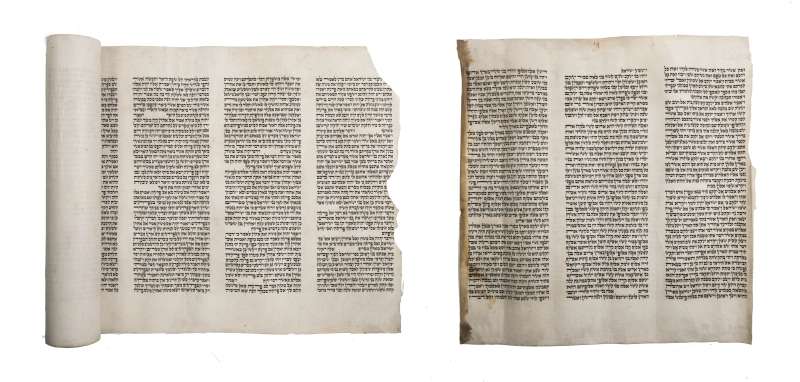Two fragments of a Torah scroll