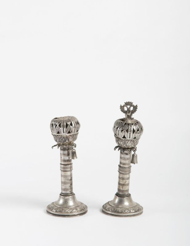 Torah finials surmounted by double-headed eagles