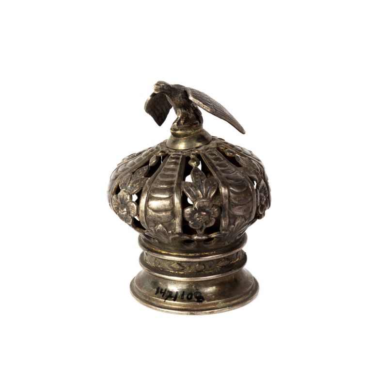 Crown-shaped remnant of Torah finial surmounted by an eagle