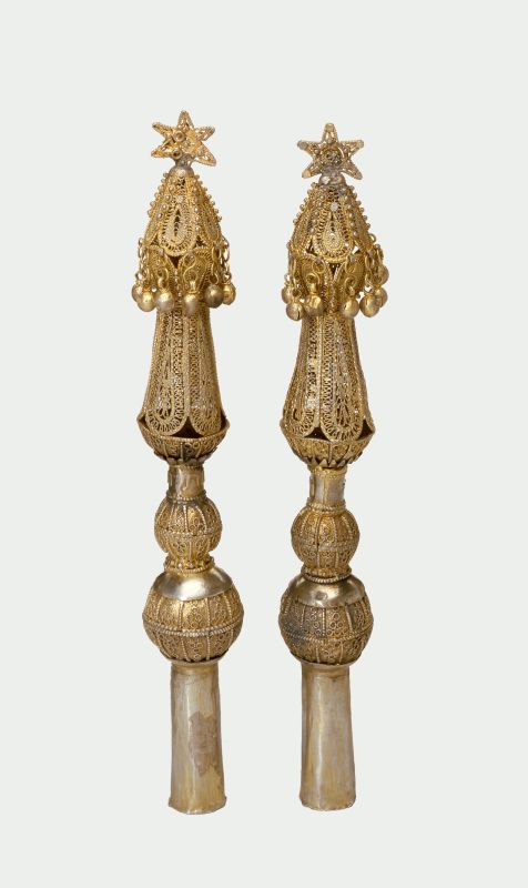Torah finials in Yemenite style