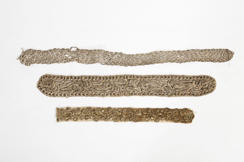 Three decorative neckbands for prayer shawl (tallit)