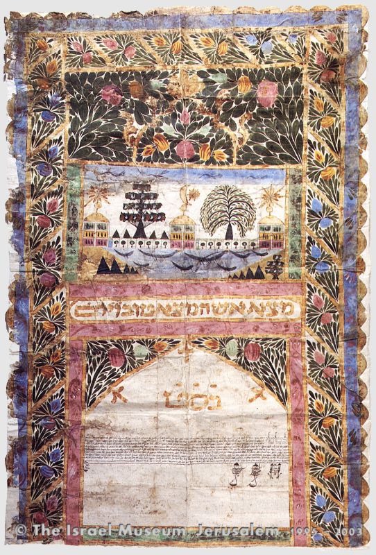 Marriage contract (ketubbah) with depiction of the banks of the Bosphorus