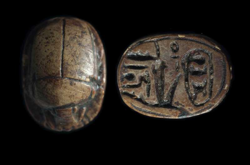 Royal-name scarab of Thutmose III, also bearing a combination of the names of Seti I and Ramesses II