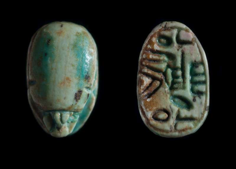 Scarab depicting good-luck protective signs
