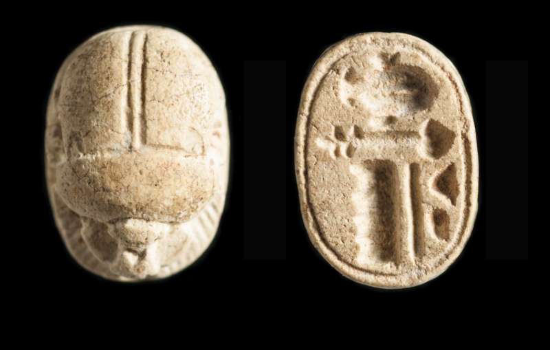 Scarab inscribed with hieroglyphs, possibly comprising a blessing