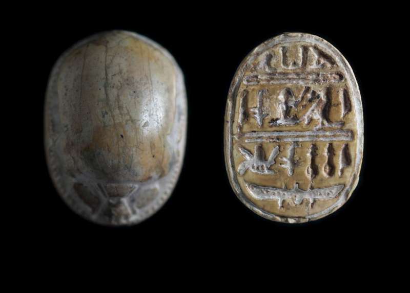Phoenician scarab depicting a typical arrangement of good-luck signs