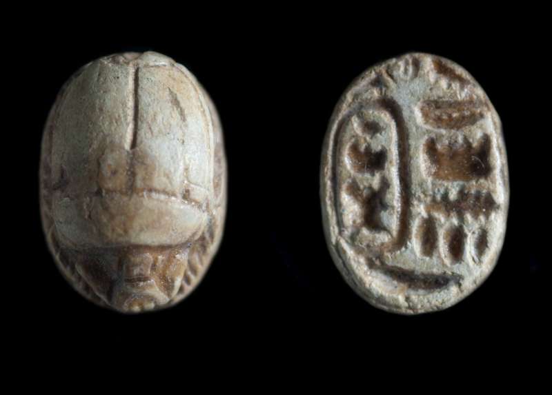 Royal-name scarab of Thutmose III with the epithet: 