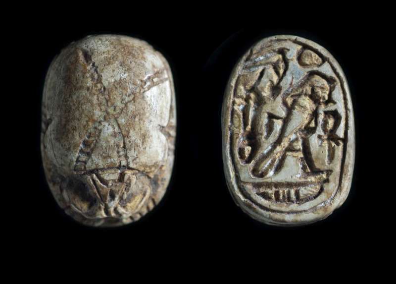 Scarab depicting a ba bird with good-luck signs