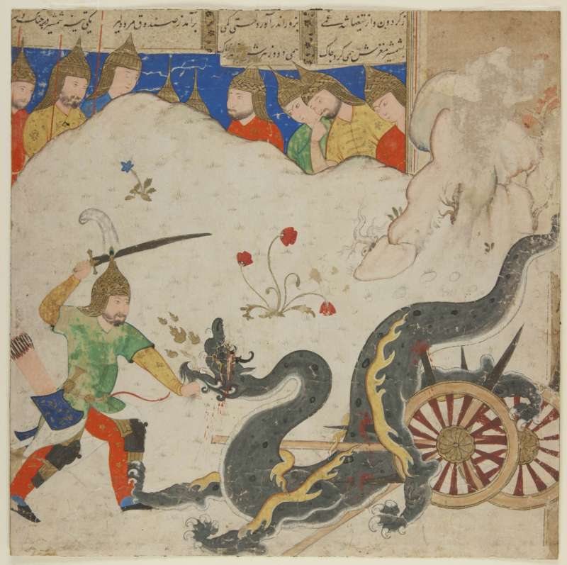 Isfandiyar fighting the dragon