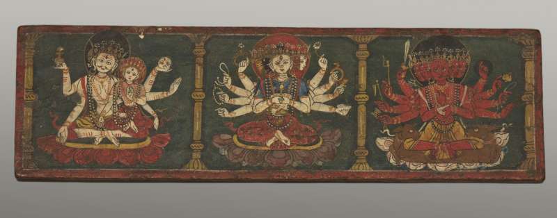 A manuscript cover decorated with Tantric deities