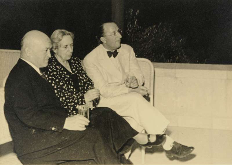Salman Schocken, Henrietta Szold, and Erich Mendelsohn at the opening of Hadassah Hospital