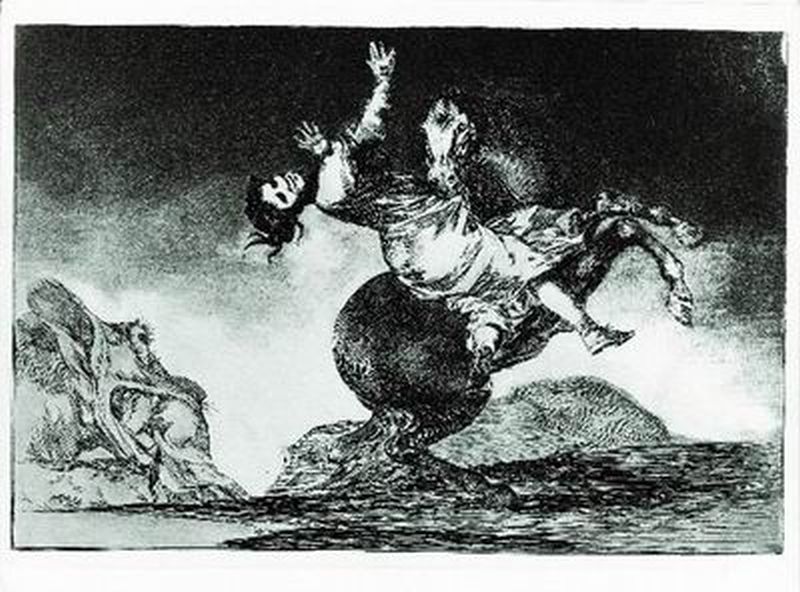 The Horse Abductor – A Woman and a Horse, Let Someone Else Master Them (El caballo raptor – La mujer y el potro, que los dome otro), from the series 'Los Proverbios,' pl. 10, first edition, 1864