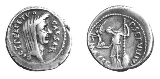 Roman Republican coin of Julius Caesar