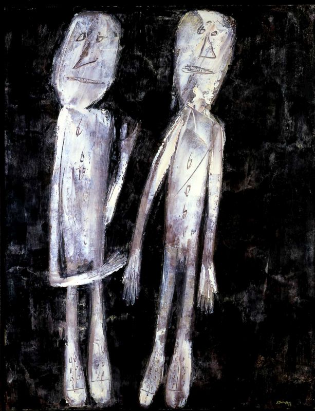 Two People on a Black Background (Deux personnages au fond noir)