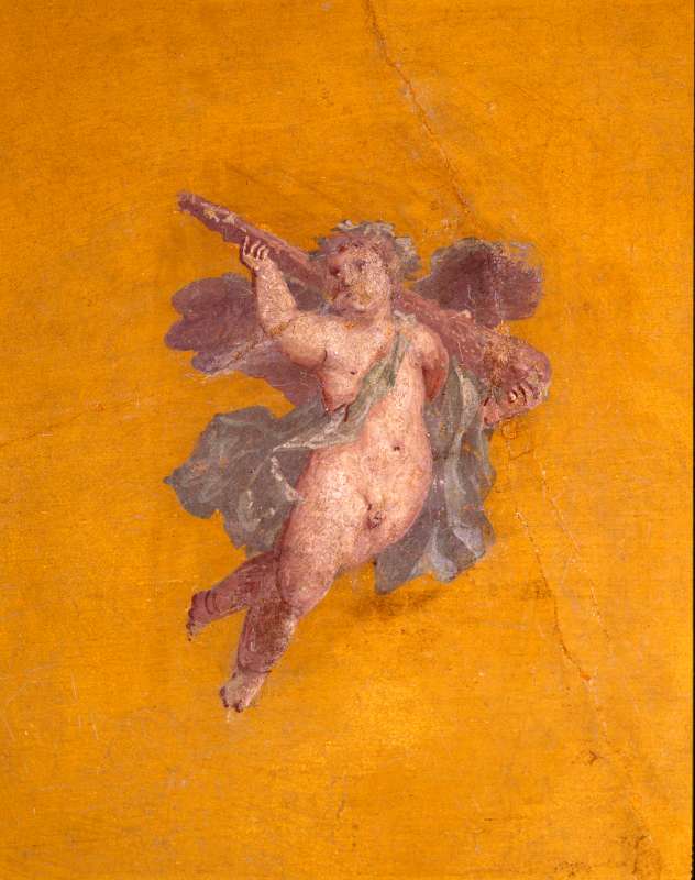 Fragment of a wall painting depicting a flying Eros or Cupid
