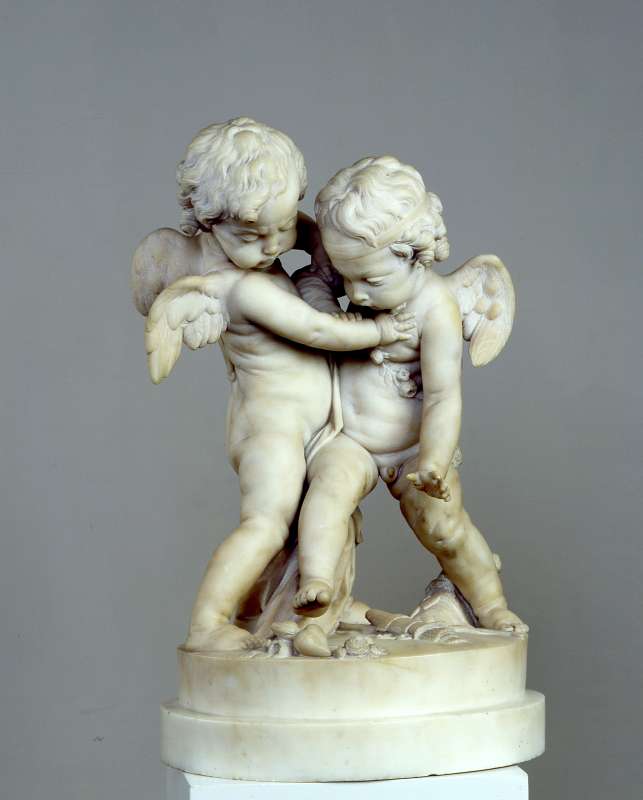 Two Cupids Fighting Over a Heart