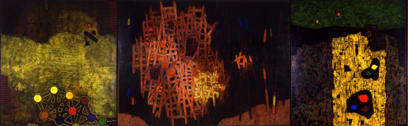 At the Gates of Jerusalem Triptych (from right to left): Rock, Ladders, Sign