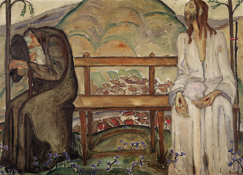 ראובן רובין, ישראלי (יליד רומניה), 1974-1893 הפגישה (ישו והיהודי), 1922  צבעי-שמן על בד אוסף הפניקס, חברה לביטוח בע"מ, תל-אביב